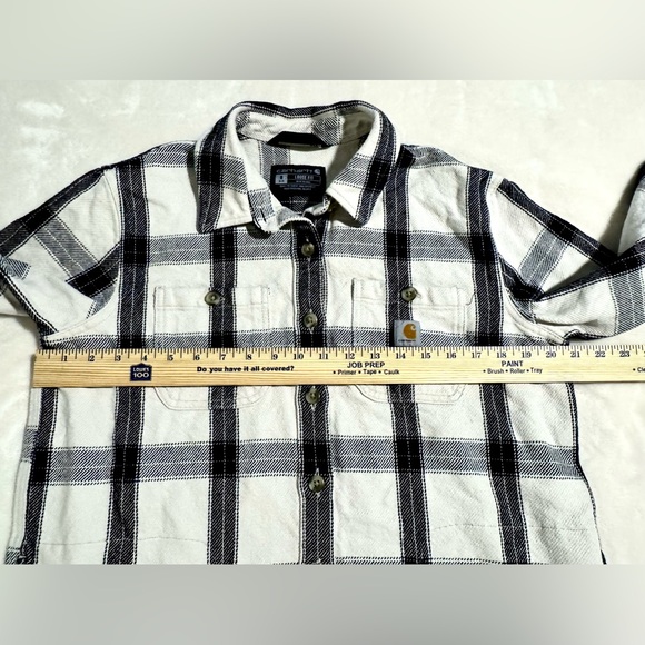 Carhartt Womens Sz S Rugged Flex Loose Fit Midweight Flannel Plaid Shacket Shirt - Picture 14 of 15